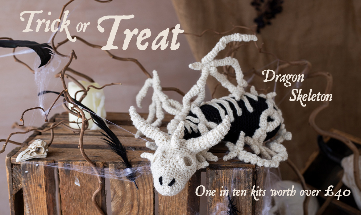 Trick or treat mystery 2025 crochet skeleton lucky dip kits toft dragon